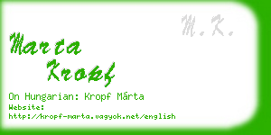 marta kropf business card